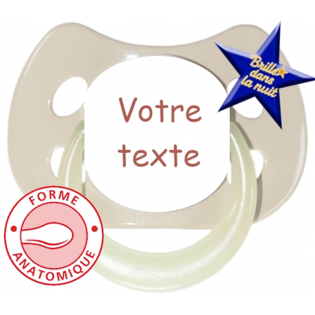 Sucette personnalisée MODE beige fluo anatomique