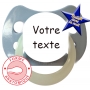 Sucette personnalisée MODE gris bleuté fluo anatomique