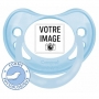 Sucette bébé personnalisée physiologique pastel bleue