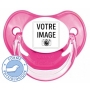 Sucette totosse personnalisée Penguins rose