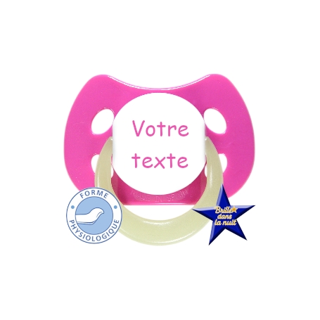 Sucette personnalisée MODE rose fuchsia fluo physiologique