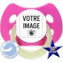 Sucette personnalisée MODE rose fuchsia fluo physiologique