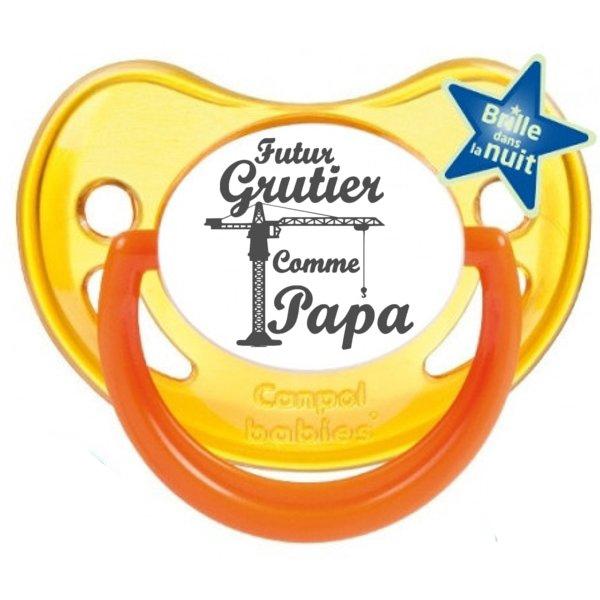 Sucette bébé originale "futur grutier comme mon papa"