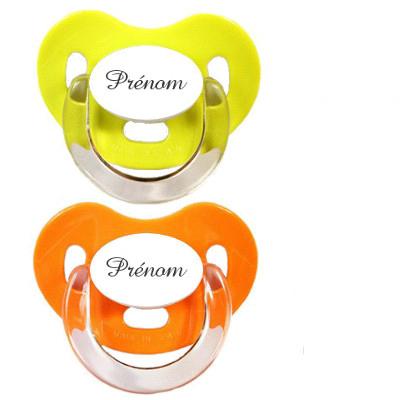 Lot de 2 sucettes personnalisées Charme (orange et vert)