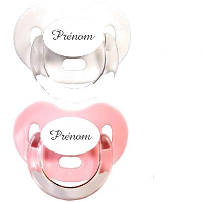 Lot de 2 sucettes personnalisées Charme (rose et blanc)