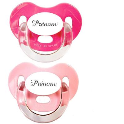 Lot de 2 sucettes personnalisées Charme (rose et fuschia)