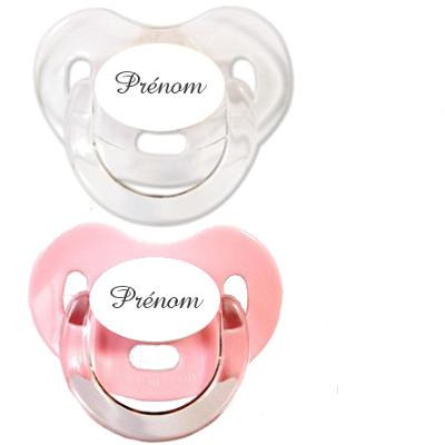 Lot de 2 sucettes personnalisées Charme (rose et transparent)