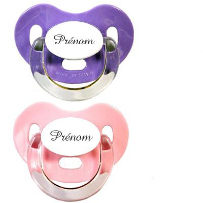 Lot de 2 sucettes personnalisées Charme (rose et violet)