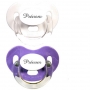 Lot de 2 sucettes personnalisées Charme (violet et blanc)