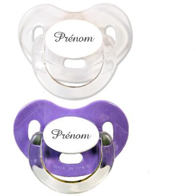 Lot de 2 sucettes personnalisées Charme (violet et transparent)