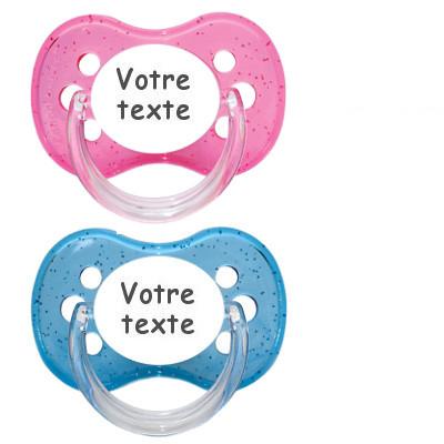 Sucettes personnalisées Cerise paillettes (rose, bleu)