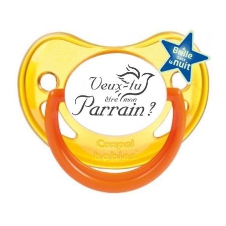 Sucette bébé originale "Veux-tu être mon parrain?"